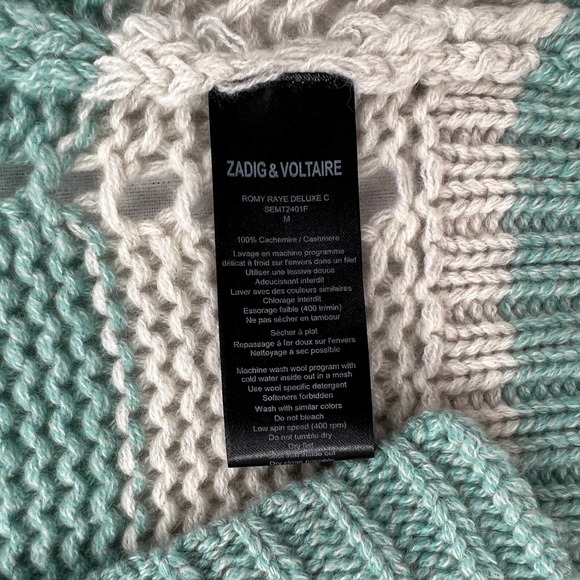 ZADIG & VOLTAIRE Sweater Womens Medium Romy Raye Striped Cashmere Long Cardigan - Picture 10 of 15